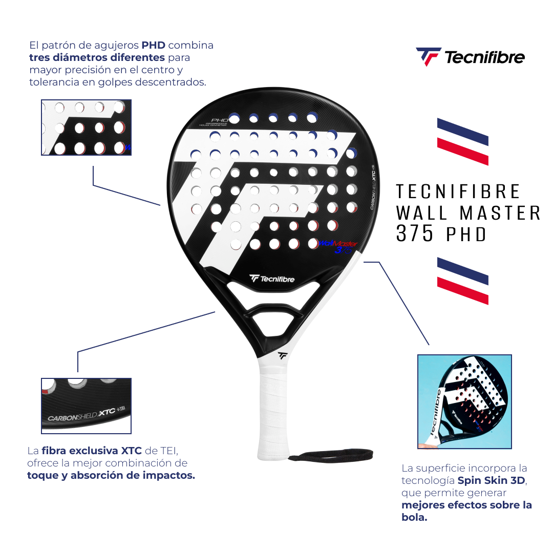 Pala Padel Tecnifibre - Wall Master 375 Color Negro